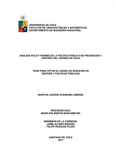 Análisis policy frames de la política pública de prevención y control del VIH/Sida en Chile