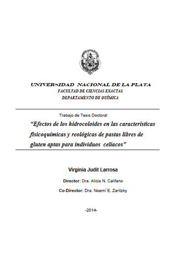 Efectos de los hidrocoloides en las características fisicoquímicas y reológicas de pastas libres de gluten