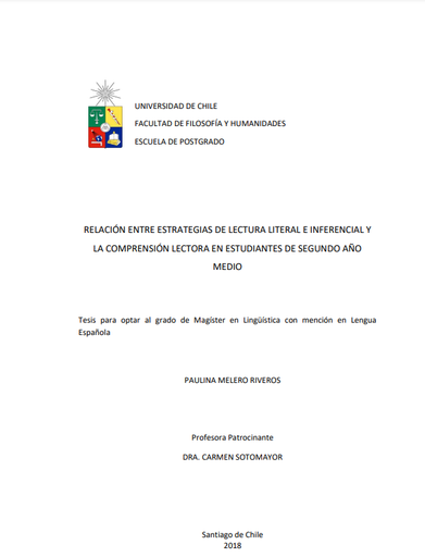 Relación entre estrategias de lectura literal e inferencial y la comprensión lectora en estudiantes de segundo año medio