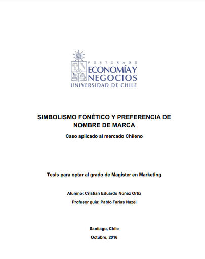 Simbolismo fonético y preferencia de nombre de marca : caso aplicado al mercado chileno