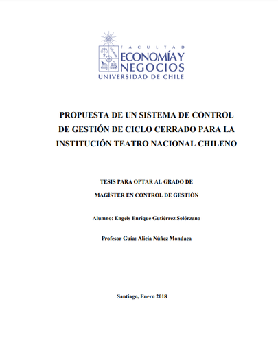 Propuesta de un sistema de control de gestión de ciclo cerrado para la institución Teatro Nacional Chileno