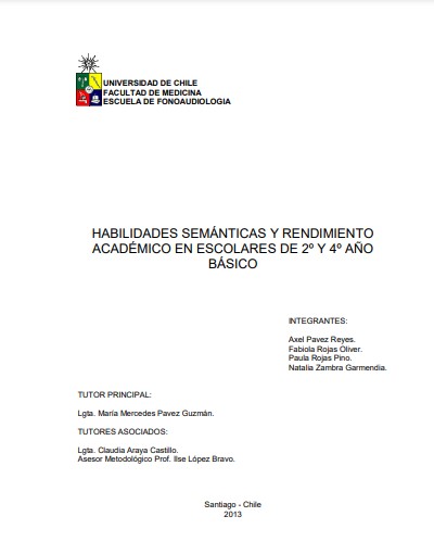 Habilidades semánticas y rendimiento académico en escolares de 2o. y 4o. año básico