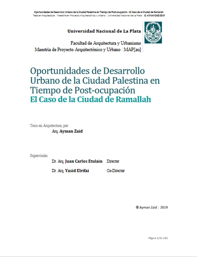 Oportunidades de desarrollo urbano de la ciudad palestina en tiempo de post-ocupación