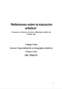 Reflexiones sobre la educación artística